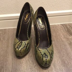 YSL Saint Laurent Snakeskin Tribute Two Pumps 40.5